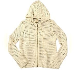 Nicole Miller Cream Hooded Cardigan